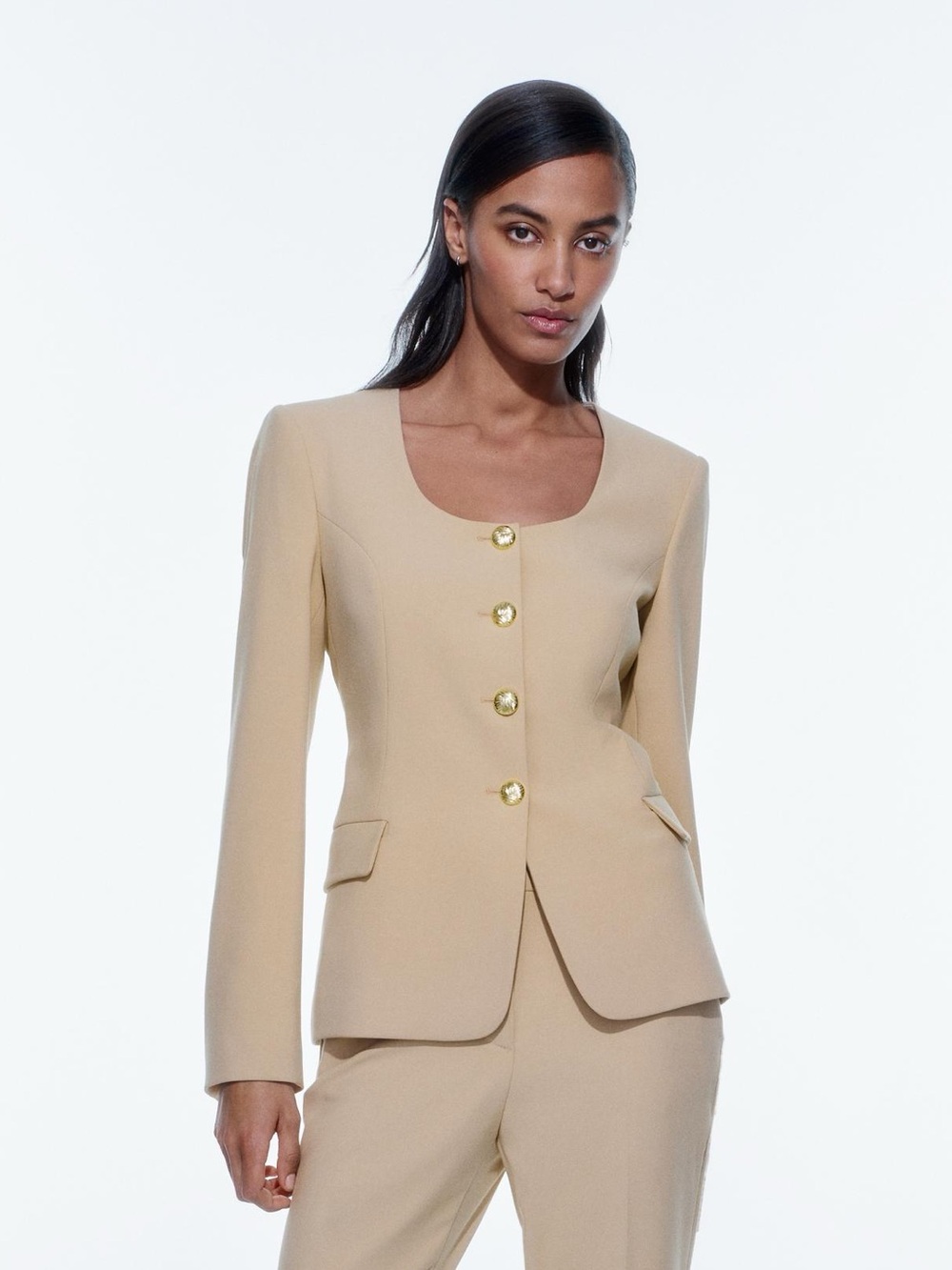 ZARA NEW Tailored Beige Women's Blazer